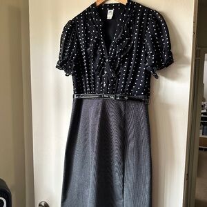 Sangria Black Polka Dot Sheath Dress Work Cocktail - Size 10